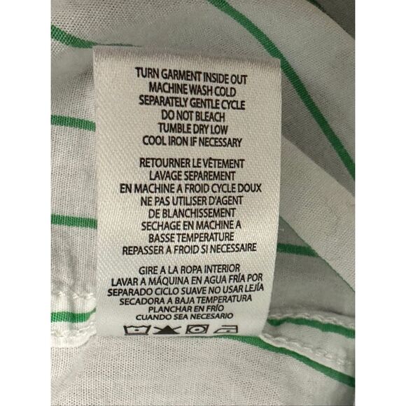 ELWOOD WOODY PINSTRIPE SHORT SLEEVE BUTTON-UP WORK SHIRT IN WHITE/KELLY GREEN Sz - Picture 7 of 7